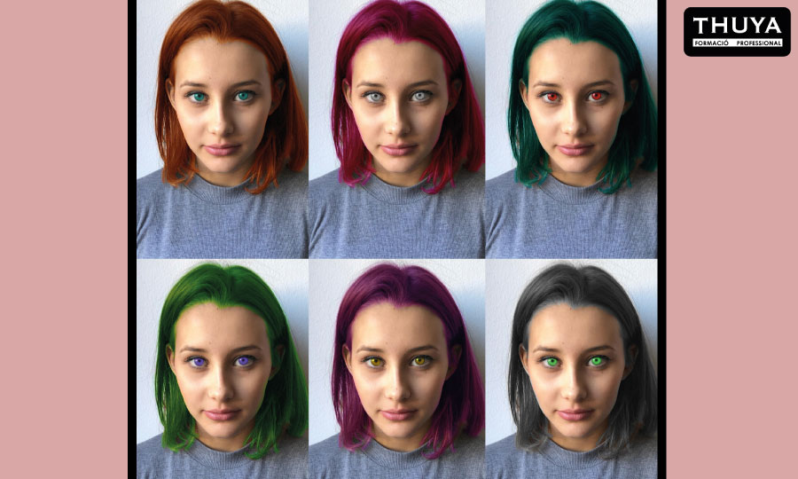 alumna usando diseño gráfico para ver diferentes colores de cabello
